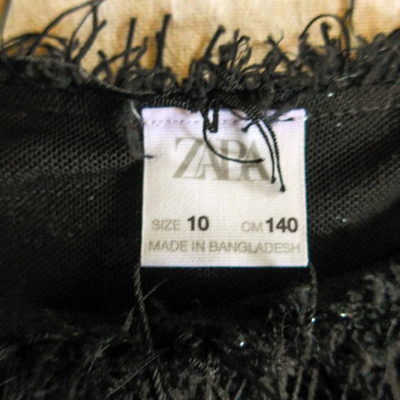 NWT Zara Girls 10 Feathery Fringed T-Shirt Top - Picture 14 of 15